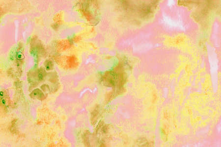 abstract light yellow and orange watercolor fluid acrylic sky and clouds gradient texture with ink pastel paint grunge pattern on background.の写真素材