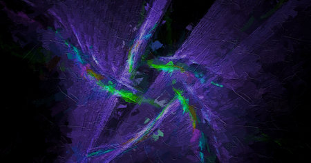 abstract space galaxy painterly effect distressed stripes texture with grunge messy paint pattern on black background.の写真素材