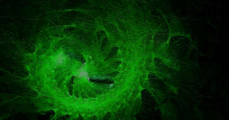 abstract light green space galaxy painterly effect distressed stripes texture with grunge messy paint pattern on black background.の写真素材