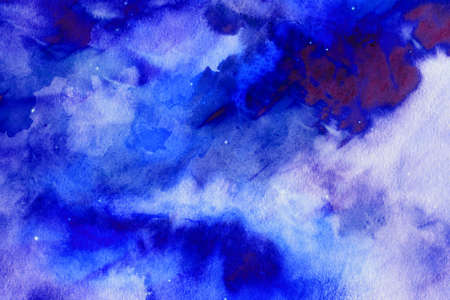 abstract watercolor dark blue and light blue fluid acrylic sky and clouds gradient texture with ink pastel paint grunge pattern on background.の写真素材