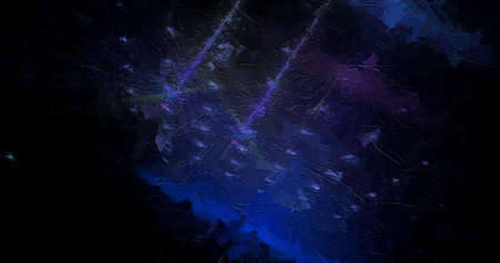abstract dark blue space galaxy painterly effect distressed stripes texture with grunge messy paint pattern on black background.の写真素材