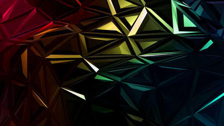 abstract dark rainbow polygon luxury geometric triangle foil mosaic gradient texture on rainbow background.の写真素材