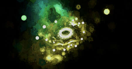 abstract light green space galaxy nebula dust way grunge pattern with star night sky universe on...