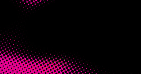 abstract light pink and blue dots grid halftone wave futuristic twisted pattern with circle minimalism geometry texture on black background.の写真素材
