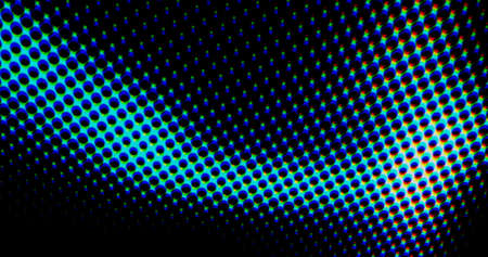 abstract light blue dots grid halftone wave futuristic twisted pattern with circle minimalism geometry texture on black background.の写真素材