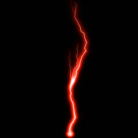 abstract dark red lighting natural thunder realistic magic overlay bright glowing effect on black background.の写真素材