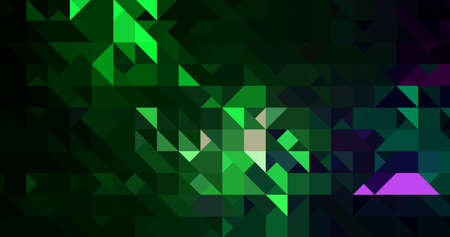 abstract green mosaic shape triangle realistic polygonal bright glowing gradient pattern on dark background.の写真素材
