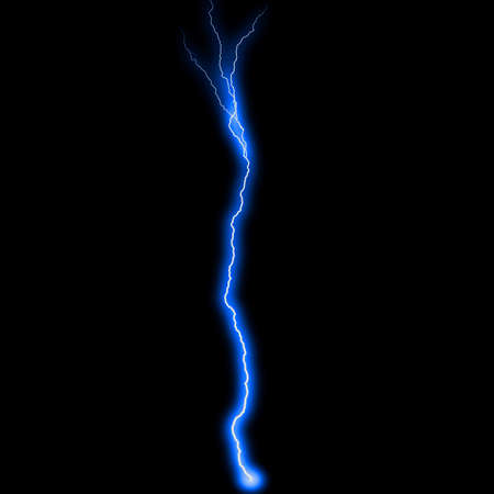abstract dark blue lighting natural thunder realistic magic overlay bright glowing effect on black background.の写真素材