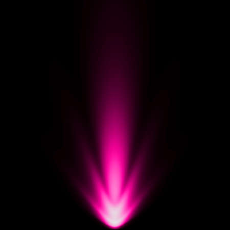 abstract light pink spotlight warm ray light effect overlay realistic falling snowflakes pattern on black background.の写真素材