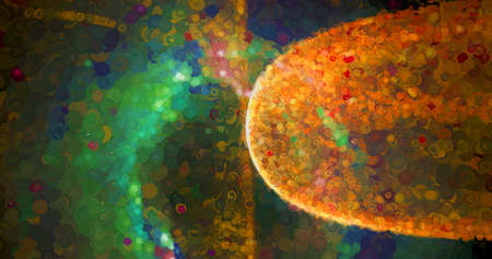 abstract orange space luxury elegant universe with galaxy star dynamic stardust vintage pattern on dark space background.の写真素材