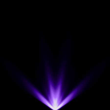 abstract light purple spotlight warm ray light effect overlay realistic falling snowflakes pattern on black background.の写真素材