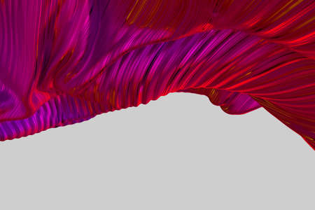 abstract red and purple wavy striped dynamic surface modern futuristic overlay curve geometry distortion pattern on white background.の写真素材