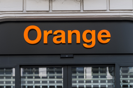 Orange sign at Orange store Antwerpのeditorial素材