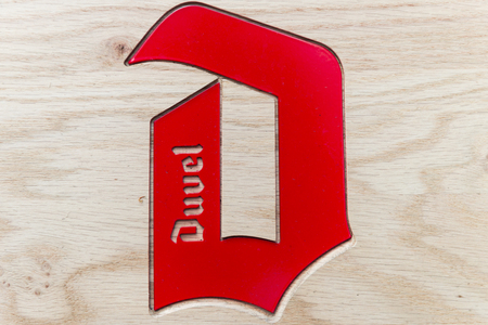 Duvel Belgian beer logo at a Belgian barのeditorial素材