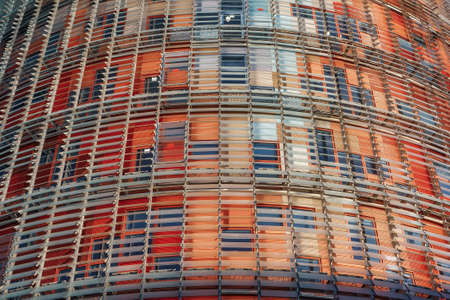 Windows and glass pieces of the Brise-soleil of the Glories Tower, formerly known as Agbar Tower, designed by the french architect Jean Nouvelのeditorial素材