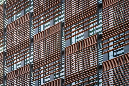 Geometric facade of a minimalist building at the afternoon lightの写真素材