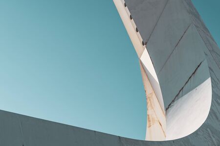 Abstract detail of the steel structure of a white communications towerの写真素材