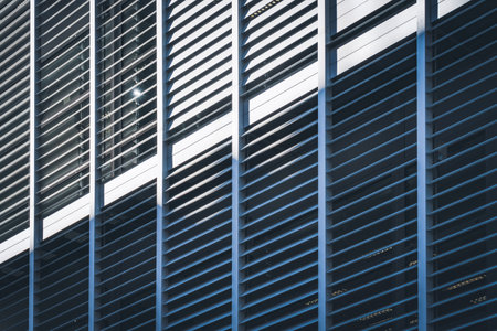 Venetian louvers of a modern residential buildingの写真素材