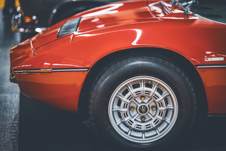 Front side view of a classic Maserati Merak car in redのeditorial素材