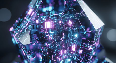 3D rendering of abstract technological background with circuit board. Technology conceptの素材