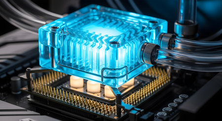 3D printed circuit board close-up. 3D rendering.の素材