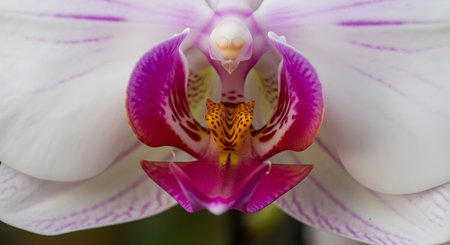 Close up of a white and purple orchid, phalaenopsisの素材