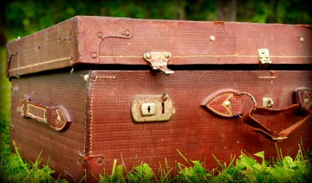 Vintage Brown Suitcaseの写真素材