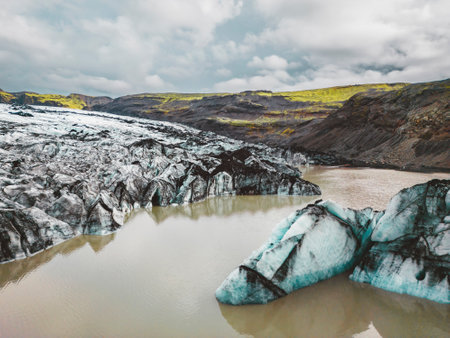 Muddy meltwater at the end of the glacier - Icelandの写真素材