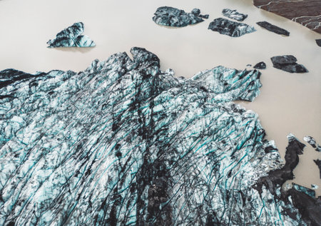 End of the glacier meeting the meltwaterの写真素材