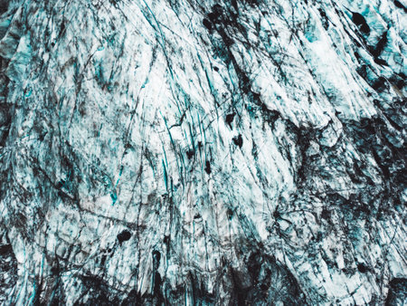 Dirty surface of the glacier in Icelandの写真素材