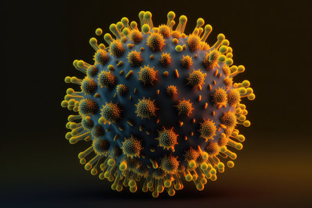 Little viruses attacking the human body, 3c render of a virus cellの写真素材