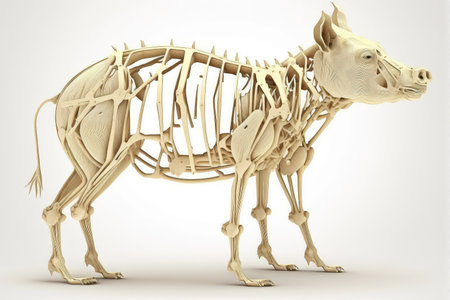 Healthy pig skeleton isolated on white backgroundの写真素材