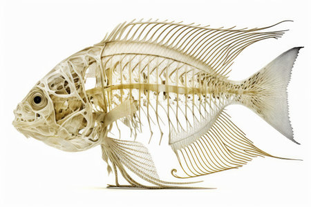 Fish skeleton anatomy isolated on white background