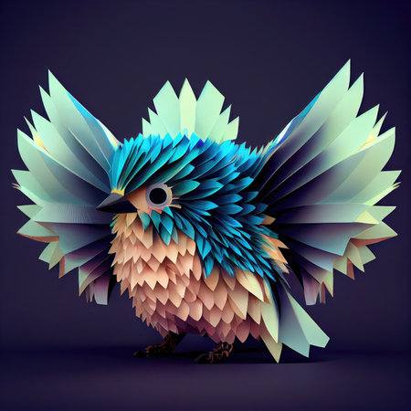 Illustration of a little miniature angry bird, standing on a rain.の素材