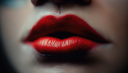 Woman Lips, shallow depth of field, close up, intimate. Generative AI.の素材