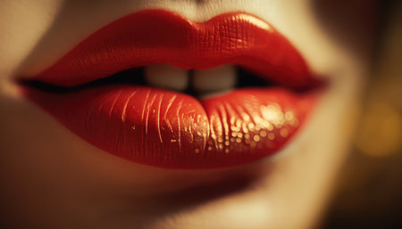 Woman Lips, shallow depth of field, close up, intimate. Generative AI.の素材