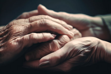 Helping hands care for the elderly, concept. Generative ai.の素材