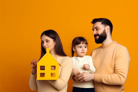 Concept of housing and relocation, happy family, building new home. Generative aiの素材