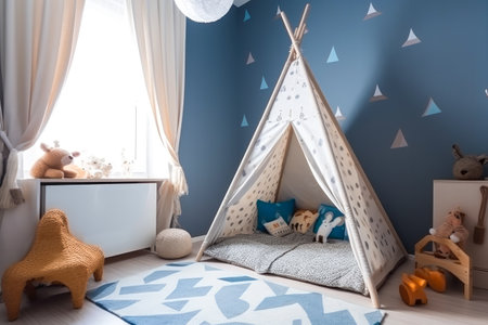 Young child room, teen girl bedroom. Generative ai.の素材