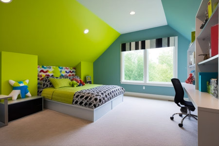 Young child room, teen girl bedroom. Generative ai.の素材