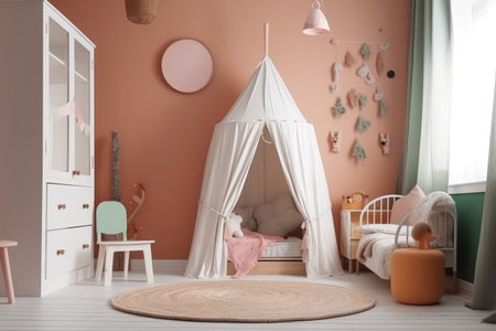 Young child room, teen girl bedroom. Generative ai.の素材