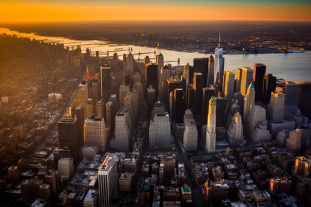 New York City Skyline. Top view. Generative ai.の素材