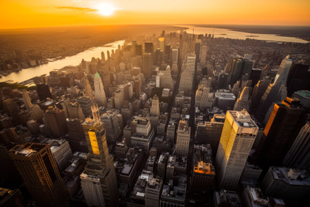 New York City Skyline. Top view. Generative ai.の素材