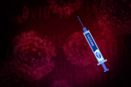 06.12.2020. New York, USA. Abstract Coronavirus Vaccine background concept design.のeditorial素材