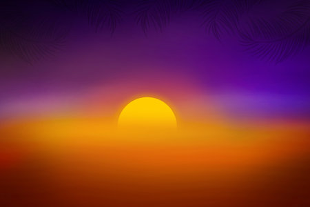 Sunset Evening Time Illustration Abstract background concept. Modern Abstract Landscape illustration backdropの写真素材