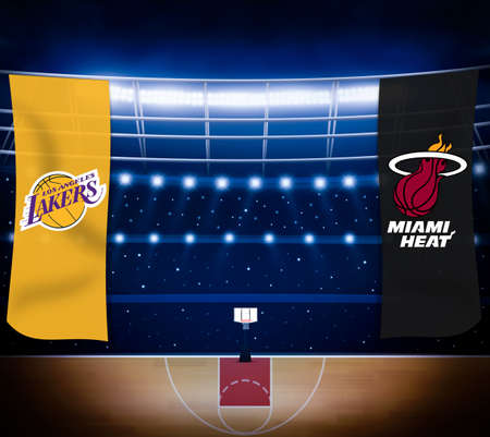30.01.2021. California, USA. Basketball editorial Illustration. Lakers vs Miami Heat Matchのeditorial素材