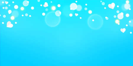 Love Blue Bokeh Poster Design Abstract background. New blur lights with hearts on a blue designの写真素材