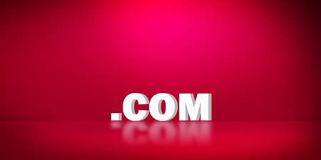 Abstract Dot Com Domain style backdrop with 3D rendered room and text. Website address background in red.の写真素材