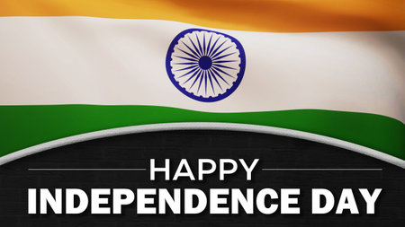 Indian Independence Day Modern Abstract Background with Waving Flag. 15th August Independence...