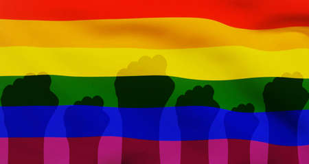 Abstract Diversity Background with Fists in background. Modern protest for rights backdrop wallpaper